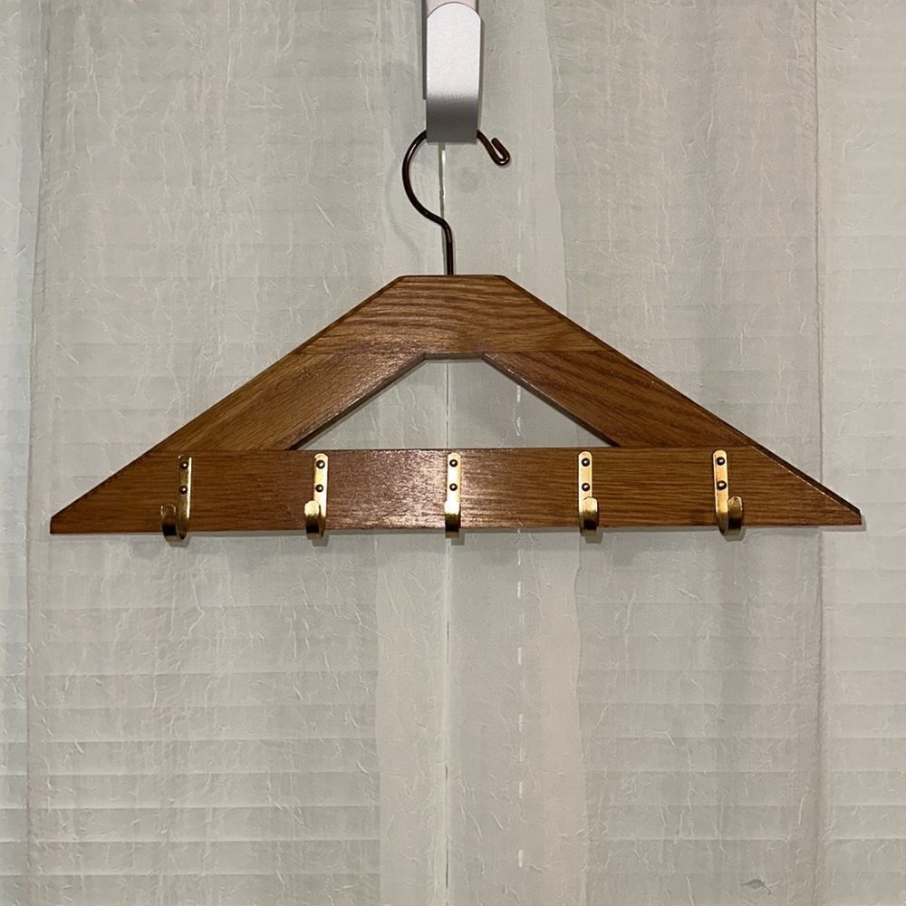 Vintage Oak Gold Tone Tie & Belt Hanger - Picture 3 of 7